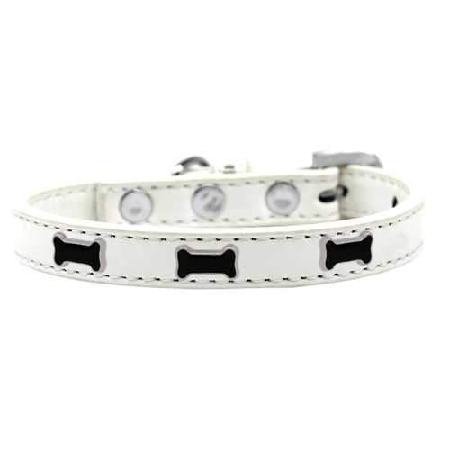 Black Bone Widget Dog Collar - White