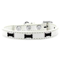 Black Bone Widget Dog Collar - White