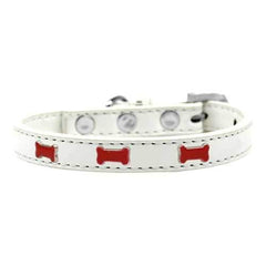 Red Bone Widget Dog Collar - White
