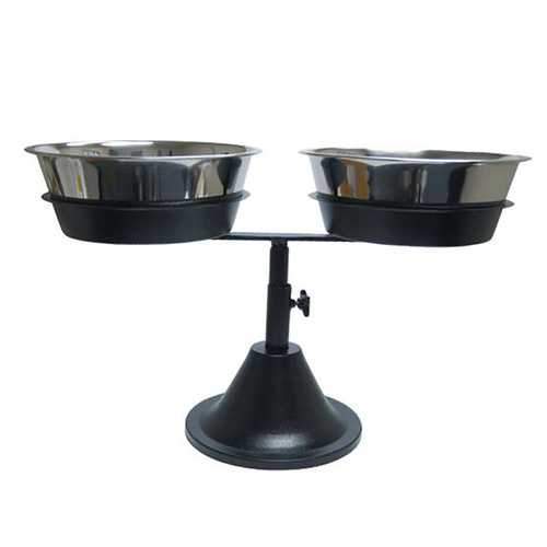 Barstool Adjustable Dog Diner - Double Bowl