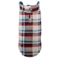 Worthy Dog Fargo Fleece Dog Jacket - Tan/Teal Checkered Plaid