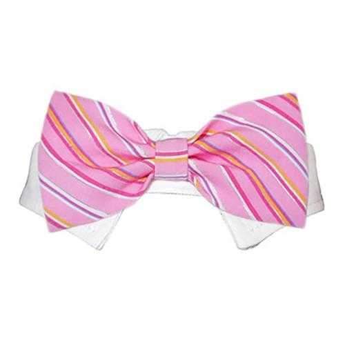 Ryan Dog Shirt Collar and Bow Tie - Pink Striped
