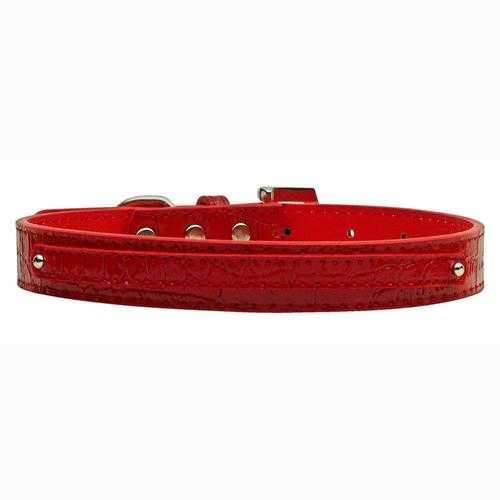 Faux Crocodile Two Tiered Dog Collar with 10MM Letter Strap - Red