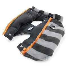 Active Fleece D-Ring Striped Dog Coat by Dogo - Gray