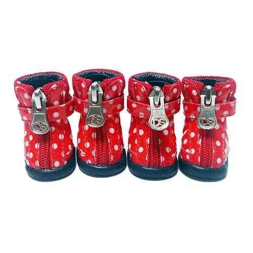 Polka Dot Hiker Dog Boots - Red