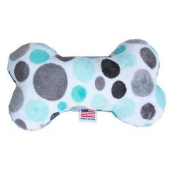 Plush Bone Dog Toy - Aqua Party Dots