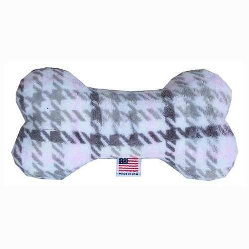 Plush Bone Dog Toy - Pink Plaid