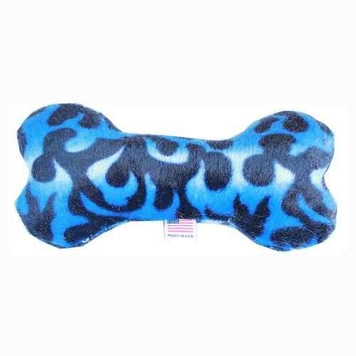 Plush Bone Dog Toy - Blue Flame
