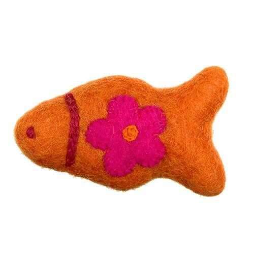 Wooly Wonkz Woodland Cat Toy - Orange Fish