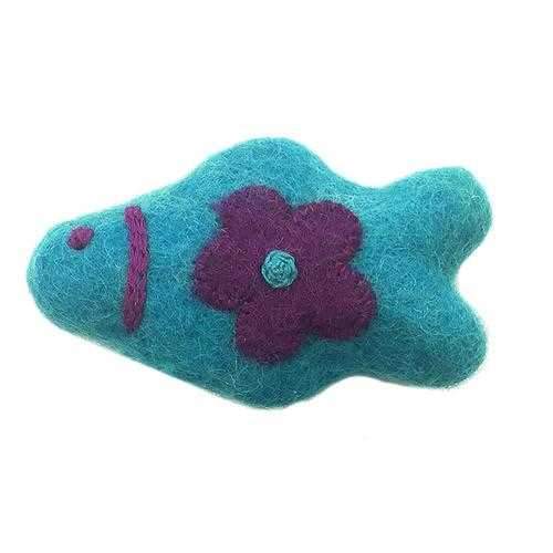 Wooly Wonkz Woodland Cat Toy - Teal Fish