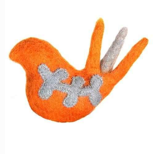 Wooly Wonkz Woodland Cat Toy - Orange Bird