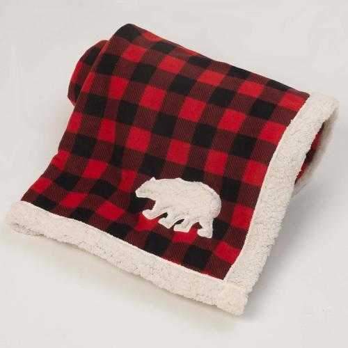 Jackson Polar Bear Fleece Dog Blanket - Red/Black