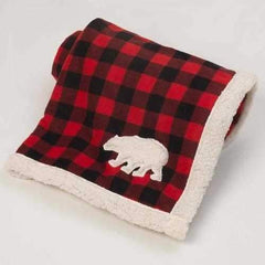 Jackson Polar Bear Fleece Dog Blanket - Red/Black