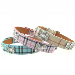 Plaid Dog Collar by Parisian Pet - Blue