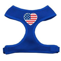 American Flag Heart Dog Harness - Blue
