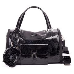 Parisian Pet Luxury Croc Dog Carrier - Black