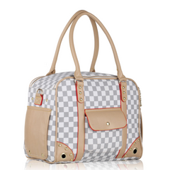 White Checkered Dog Carrier by Parisian Pet