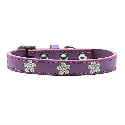 Silver Flower Widget Dog Collar - Lavender