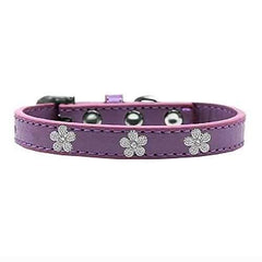 Silver Flower Widget Dog Collar - Lavender