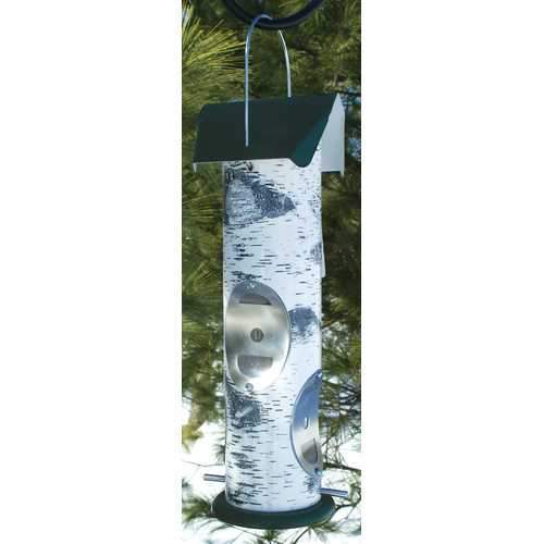 Birch Log Nyjer Seed Tube Feeder