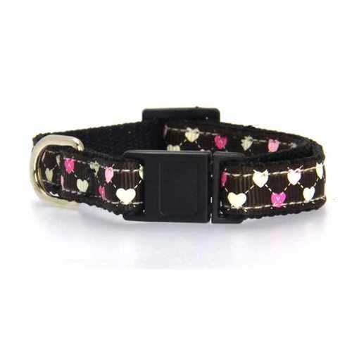 Argyle Hearts Cat Collar - Brown