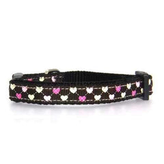 Argyle Hearts Cat Collar - Brown