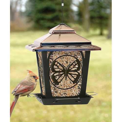 Hopper Style Bird Feeder With Buttefly Design