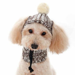 Pom Sweater Dog Hat by Dogo - Brown