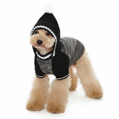 Contrast Hoodie Dog Sweater by Dogo - Black