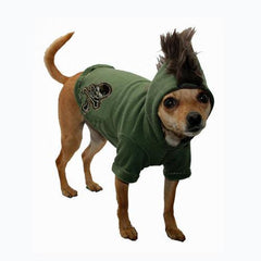 Skull Mohawk Dog Hoodie by Hip Doggie - Green