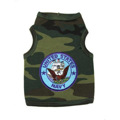 U.S. Navy Crest Dog Tank Top - Camo with Blue Patch