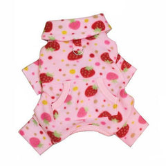 Yummy Strawberry Turtleneck Fleece Dog Pajamas by Klippo