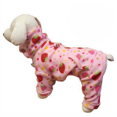 Yummy Strawberry Turtleneck Fleece Dog Pajamas by Klippo