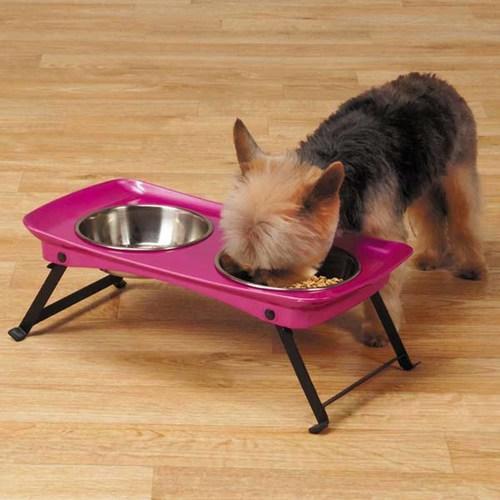 Zack and Zoey Shimmer Melamine Pet Diner - Pink