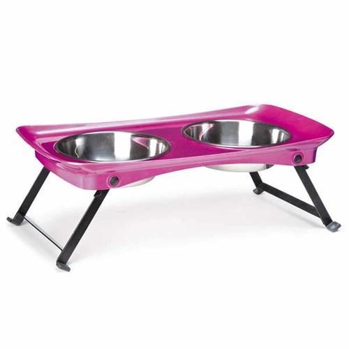 Zack and Zoey Shimmer Melamine Pet Diner - Pink