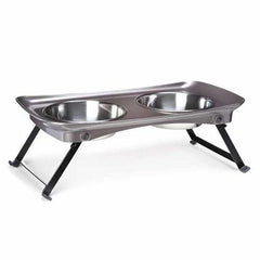 Zack and Zoey Shimmer Melamine Pet Diner - Slate