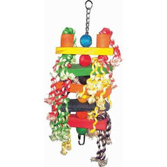 Happy Beaks Wood Rectangle With Rope Bird Toy