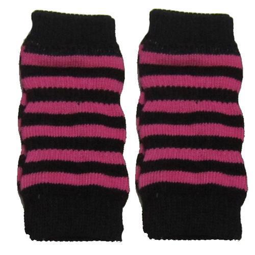 Striped Dog Leg Warmers - Pink and Black