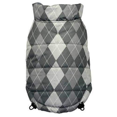 Reversible Puffer Dog Vest by Hip Doggie - Silver Argyle