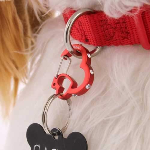 Rubit Dog Tag Clip - Red Rhinestone Heart