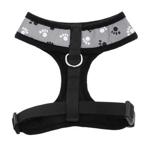 Casual Canine Reflective Pawprint Dog Harness - Gray