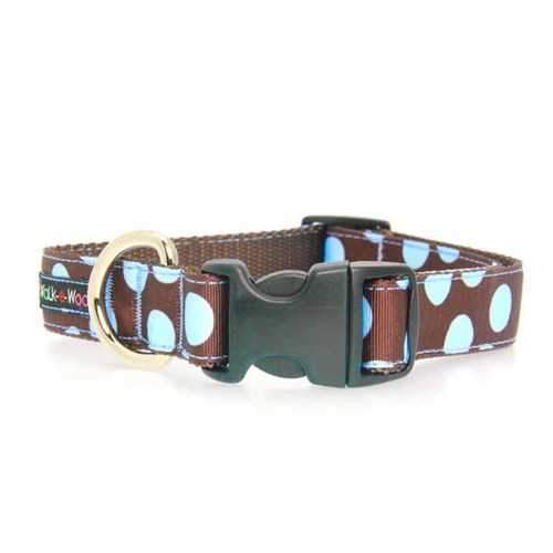 WaLk-e-Woo Blue Dot on Brown Dog Collar