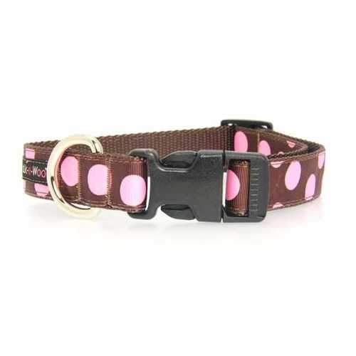 WaLk-e-Woo Pink Dot on Brown Dog Collars