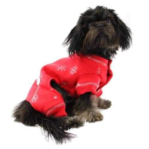 Snowflake Dog Long Johns by Hip Doggie - Red