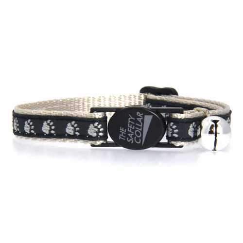 Casual Kitty Two Tone Pawprint Cat Collar - Black
