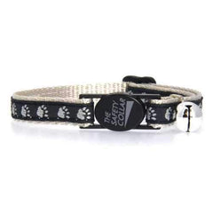 Casual Kitty Two Tone Pawprint Cat Collar - Black