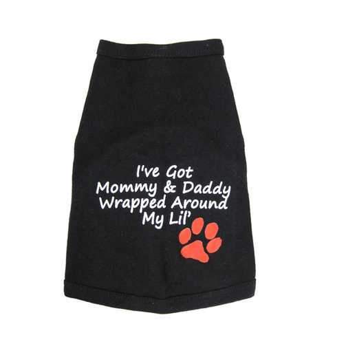 Wrapped Around My Lil' Paw Dog Tank Top - Black