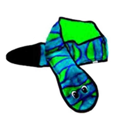 Invincibles Snake Squeaker Dog Toy - Blue/Green