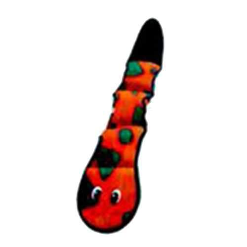 Invincibles Snake Squeaker Dog Toy - Orange/Blue