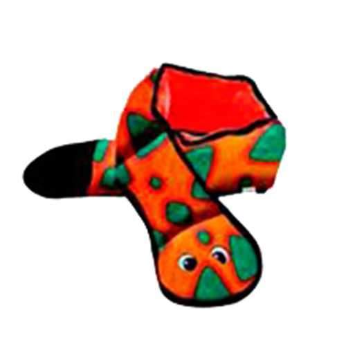 Invincibles Snake Squeaker Dog Toy - Orange/Blue